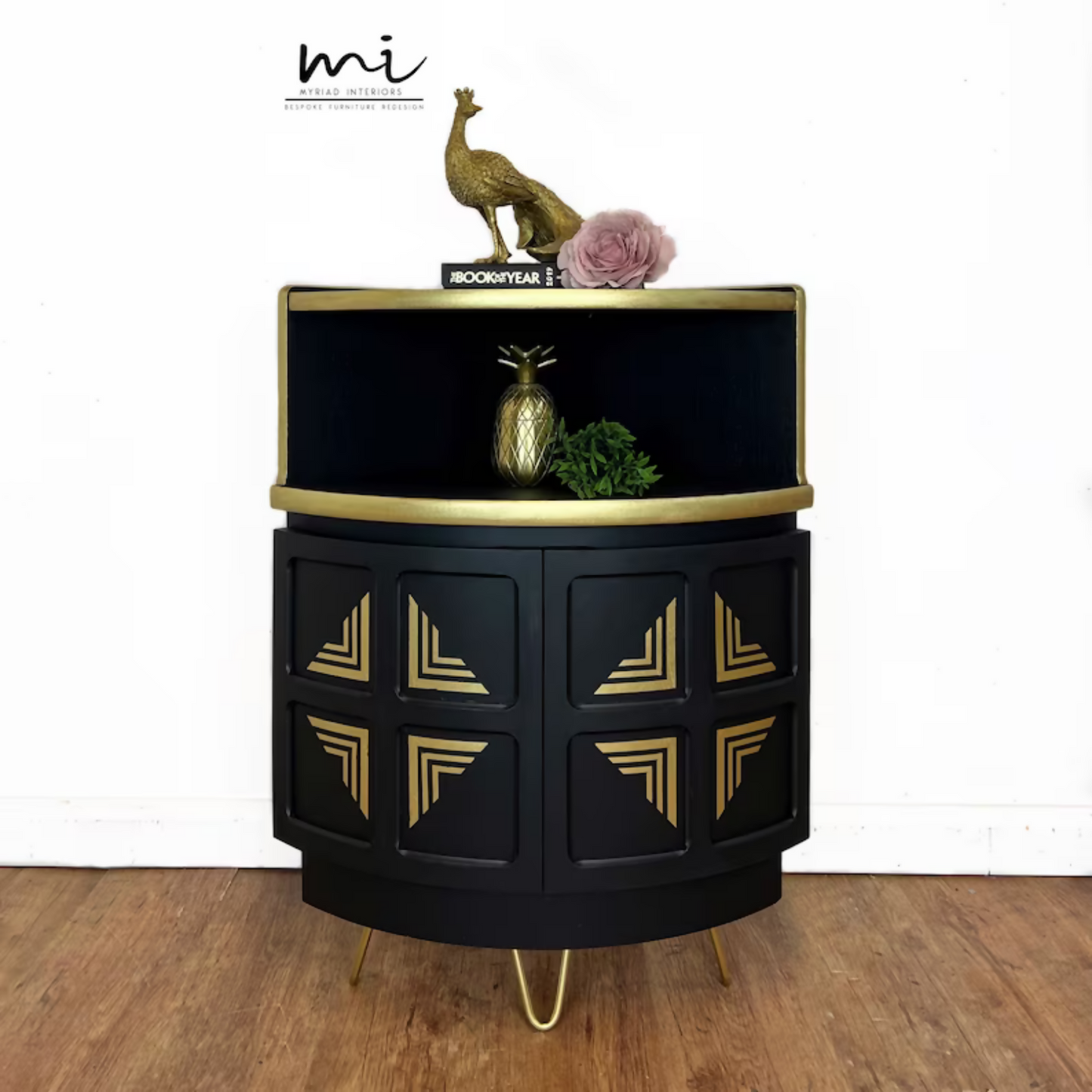 Black and gold console cabinet deals