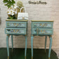 Two Blue French Vintage Tall Bedside Cabinets