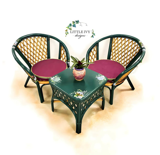 Plant Lovers Bamboo Rattan armchairs & coffee table set