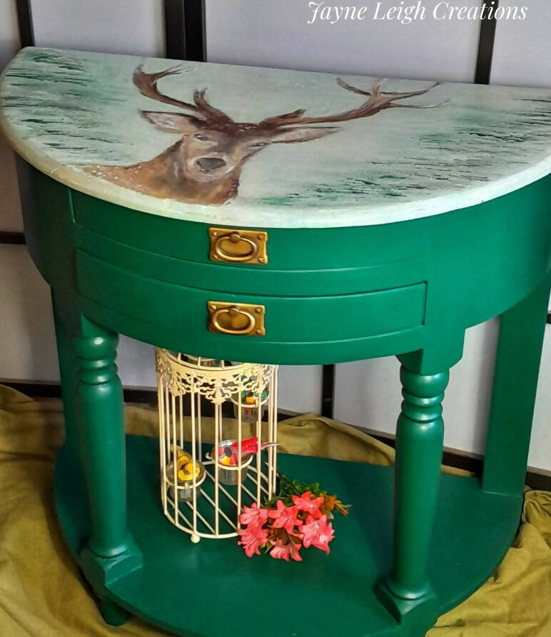 SOLD Vintage Green Stag Console Table / Hallway Table