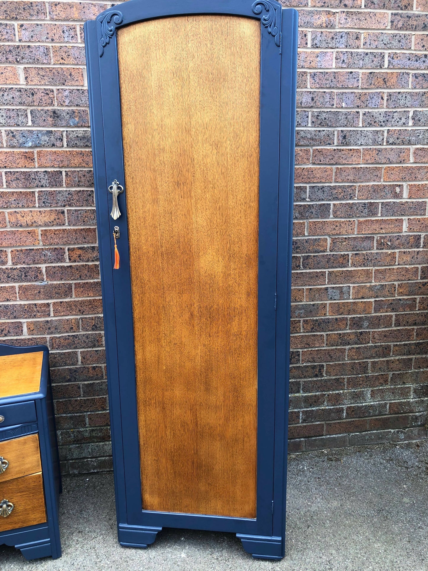 Vintage Bedroom furniture by Harris Lebus- painted Navy Blue Single Wardrobe & Dresser Drawers