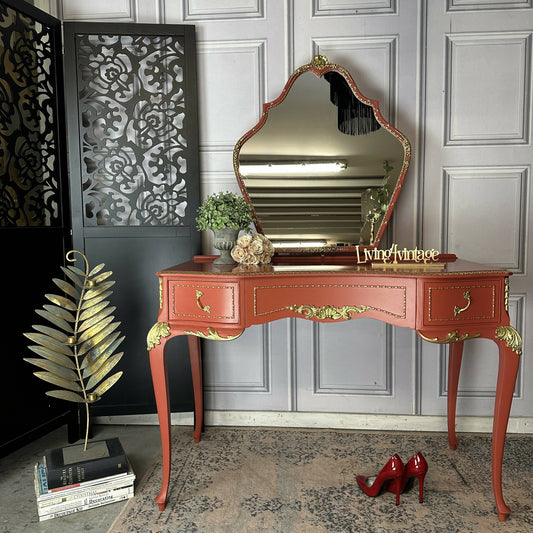 Red Dressing Table Dressing Table Painted Olympus Dressing Table Red & Gold