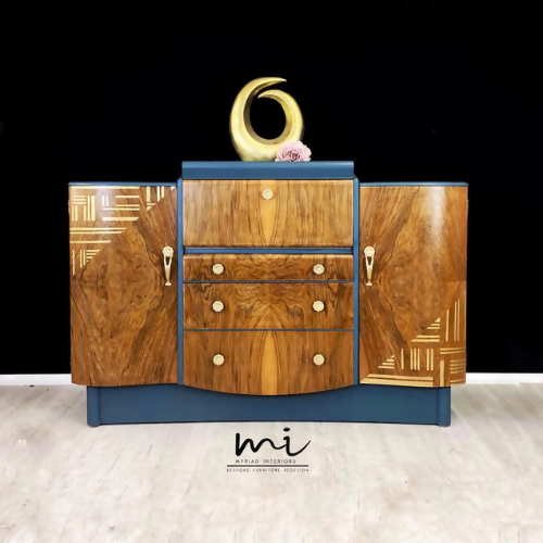 Vintage Nathan Drinks Cabinet, cocktail, Sideboard, Art Deco, Walnut - commission available