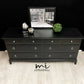 Extra Wide Black Merchants Chest of Drawers