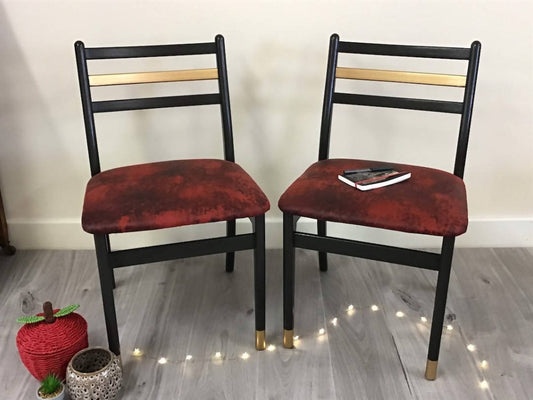 Pair of Red Vintage Dining Chairs