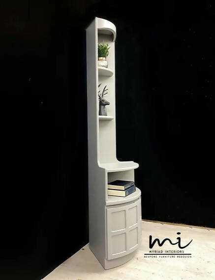 White Art Deco Corner Display Cabinet