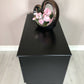 Schreiber Retro chest of 3 drawer/ Side table, Hand painted in black satin colour, Decoupaged with dogtooth pattern/ Marble handles