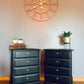 Pair of Black Vintage 4 drawer Bedside Cabinets