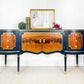 Strongbow Serpentine Sideboard In Blue and Gold now sold- contact to commission