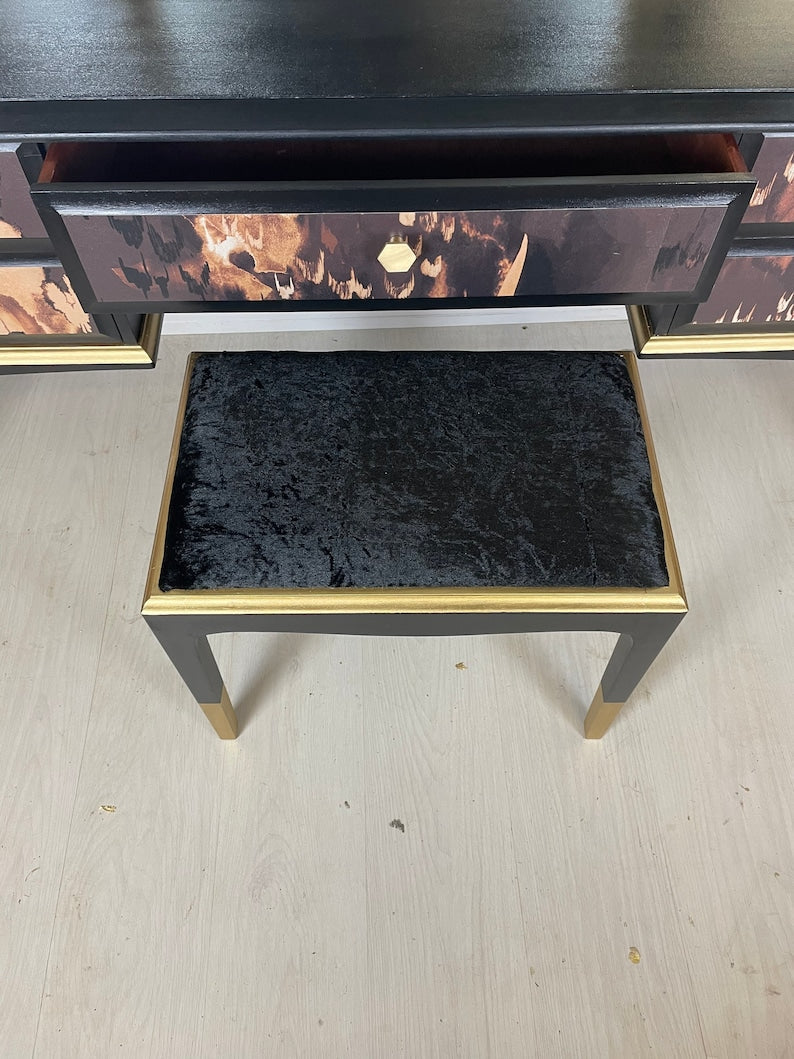 Stag Dressing Table in Black and Gold