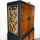 Peacock Queen Anne Drinks Cabinet in Navy Blue and Gold
