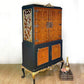 Peacock Queen Anne Drinks Cabinet in Navy Blue and Gold