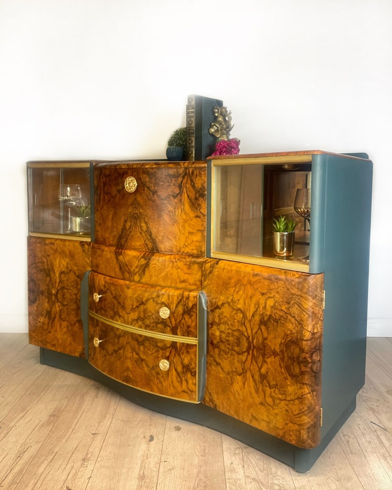 Available to commission Green and Gold Beautility Cocktail Cabinet