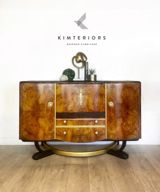 Beautility Black and Gold Art Deco Style Cocktail Cabinet