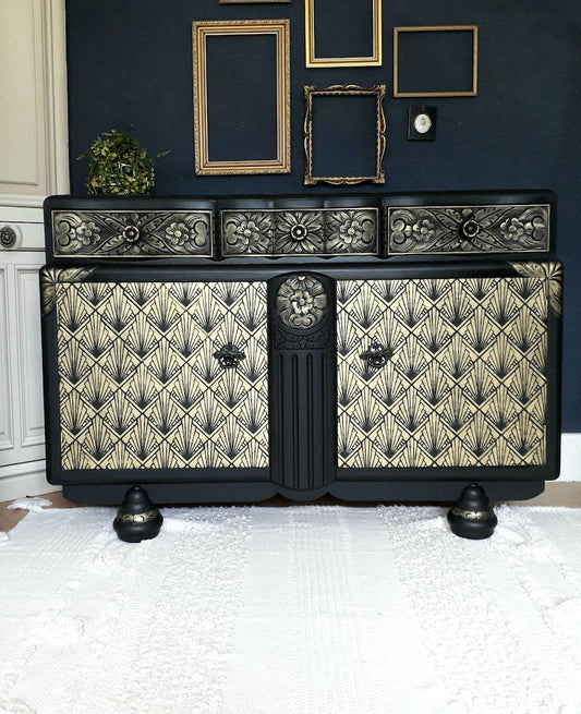 Black and Gold Antique Sideboard