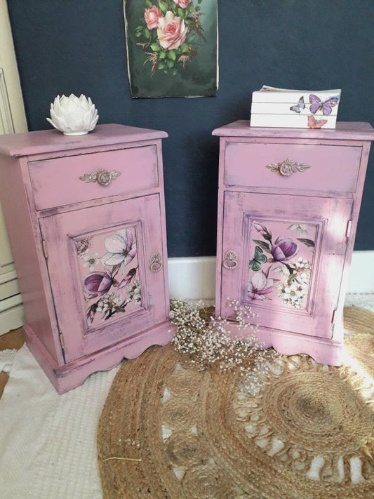 Pink Vintage Bedside Cabinets