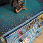 Bohemian maximalist style chests of drawers. Medium size. Eclectic style. Created to order using quality vintage furniture.