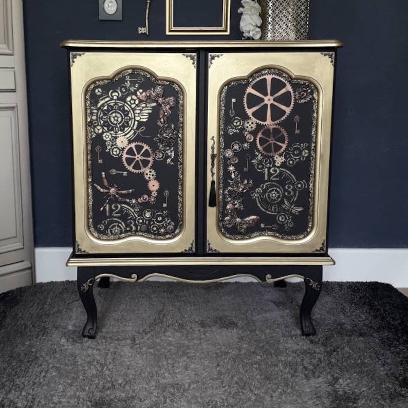 Gin cabinets upcycled to order from quality vintage furniture. Includes wine glass rack and lighting . Bespoke service. Pls message