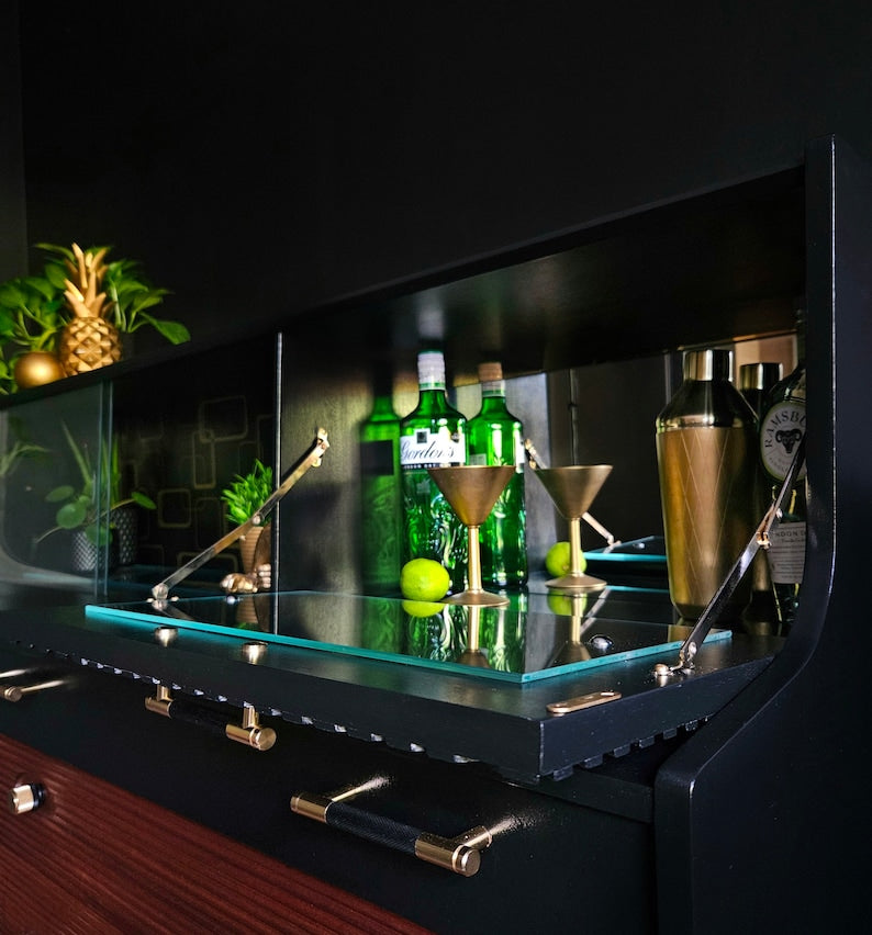 Nathan Ebony Credenza / Sideboard / Art Deco Drinks Cabinet