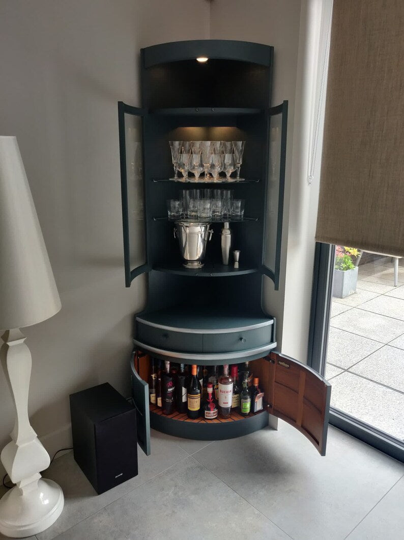 Nathan Blue and Silver Nathan Corner Drinks Cabinet