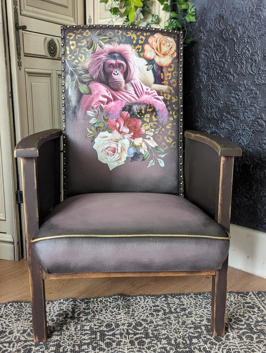 Upcycled, painted vintage and antique chairs. Maximalist, eclectic, bohemian. Leather chairs, vinyl , fabric. Created to order.