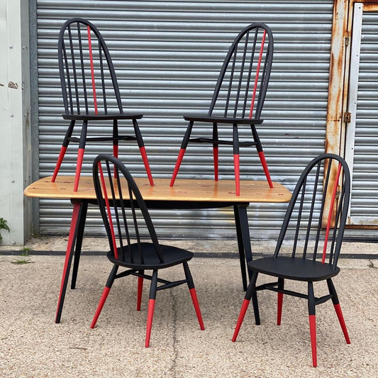 Ercol Dining Table and Chairs Black and Red Resin Table Design Kisses Commission Order