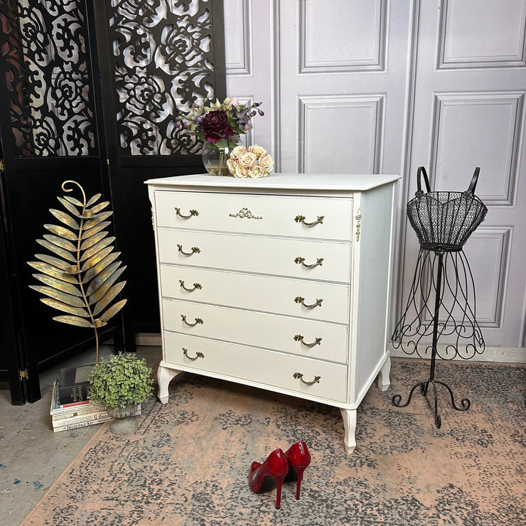 French Style White Chest of Drawers Louis Style Drawers Painted White