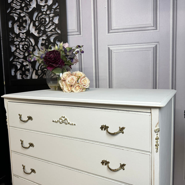 French Style Antique Chest of Drawers Louis Style Drawers Painted White Commissions Open