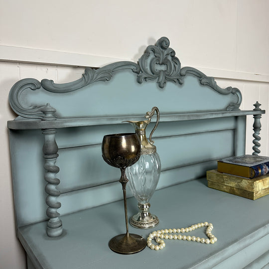 Painted Victorian Chiffonier Pale Blue Barley Twist Dresser Antique Cabinet