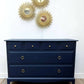 Stag Navy Black Chest of Drawers/ Vintage Chest of Drawers/Retro Drawers/MCM Drawers/Stag Bedroom Furniture