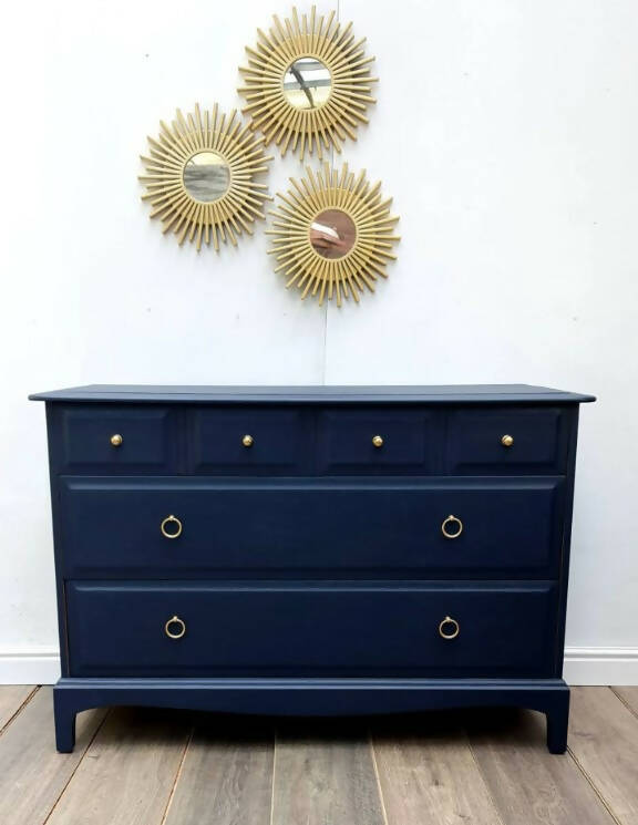 Stag Navy Black Chest of Drawers/ Vintage Chest of Drawers/Retro Drawers/MCM Drawers/Stag Bedroom Furniture