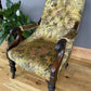 Victorian mid 19th century rosewood and buttoned antique nursing side chair- new traditional upholstery