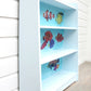 Vintage Pine Waterfall Bookcase, Tropical Fish Bathroom Cabinet, Hand Painted Baby Blue Storage Shelves, Image Transfer Clown Fish Shoe Rack