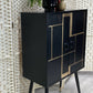 SOLD! MCM Black and gold leaf Drinks Cabinet on Steel Legs - Danish Teak (Maria)