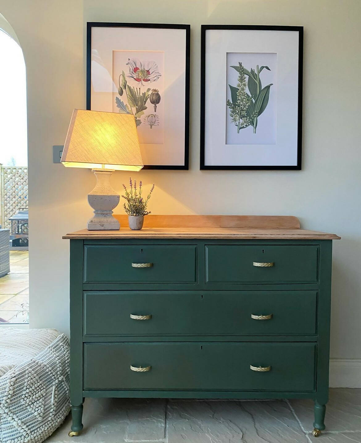 Deep Green Vintage Sideboard with Drawers