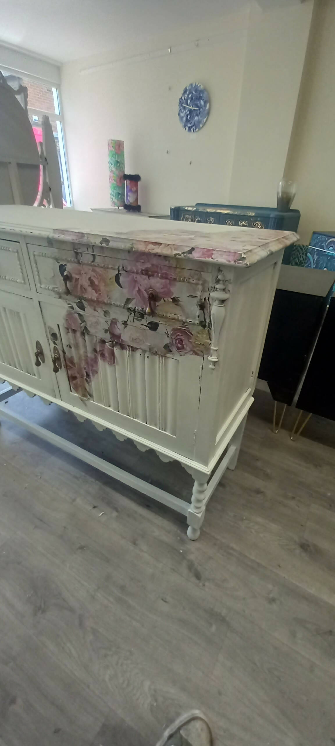 Oak White Painted Vintage Sideboard