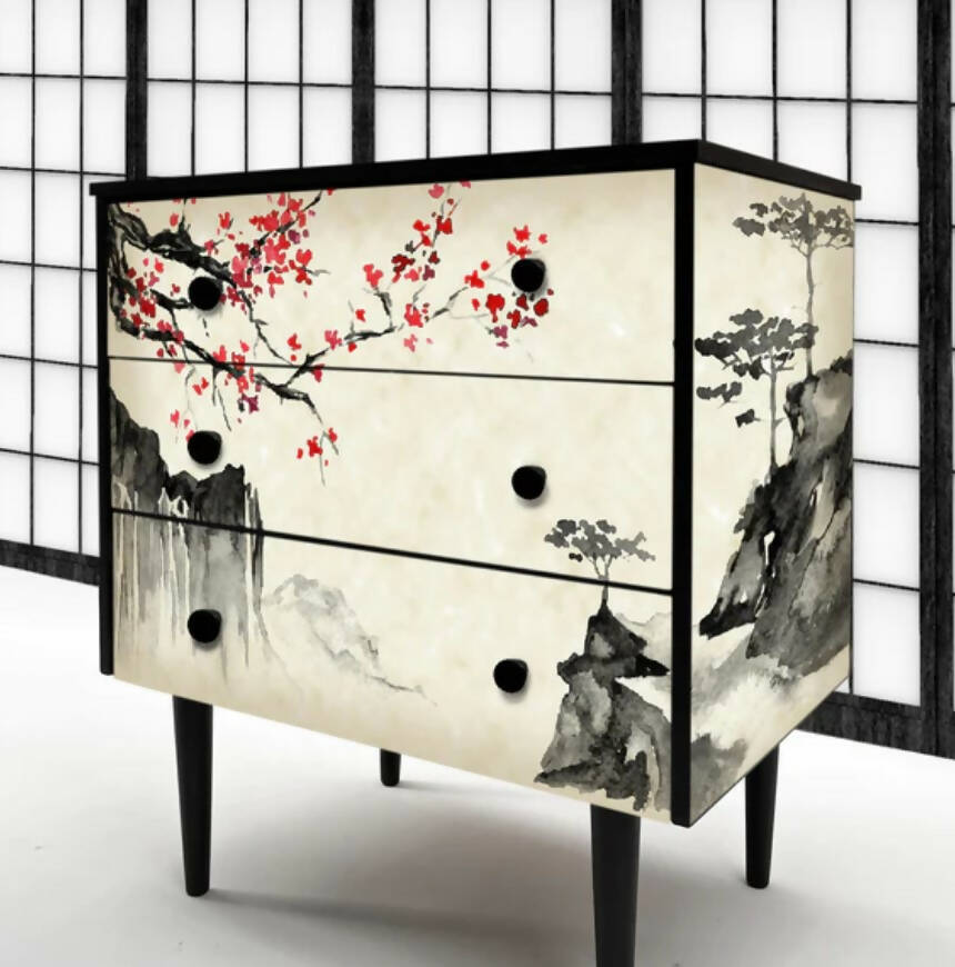 Chest of Drawers with Elegant Oriental Design