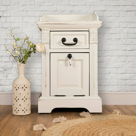 Cream Solid Pine Bedside Table