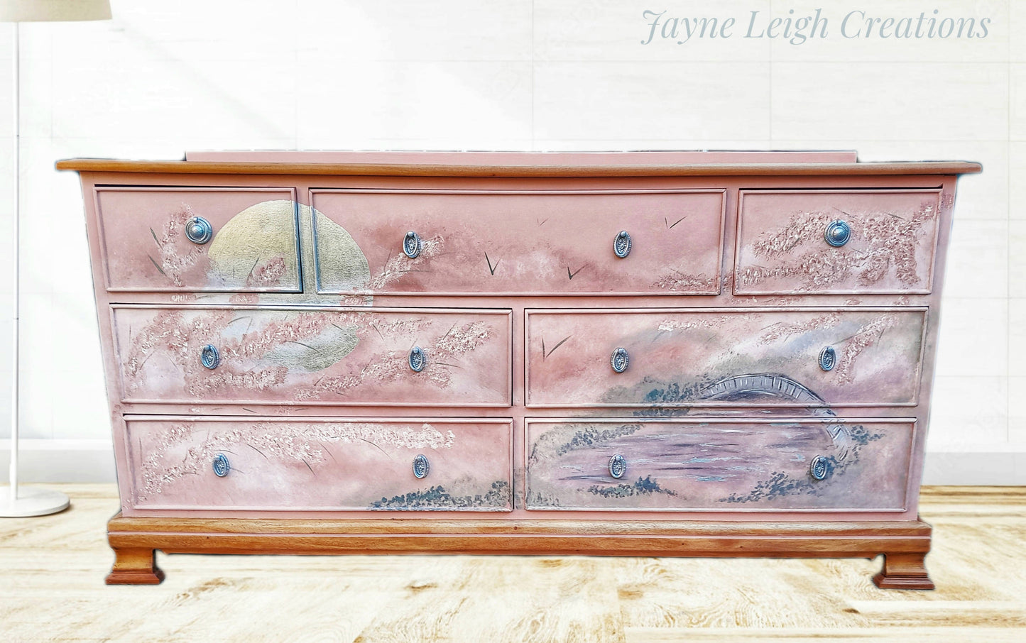 SOLD Pink Vintage Merchants Chest of Drawers