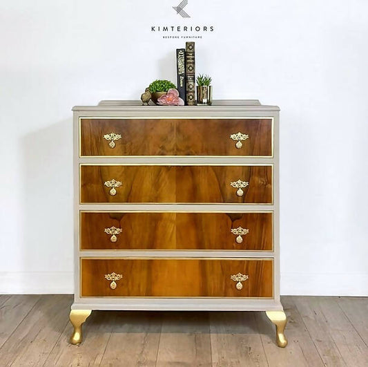 Neutral and Gold Chest of Drawers