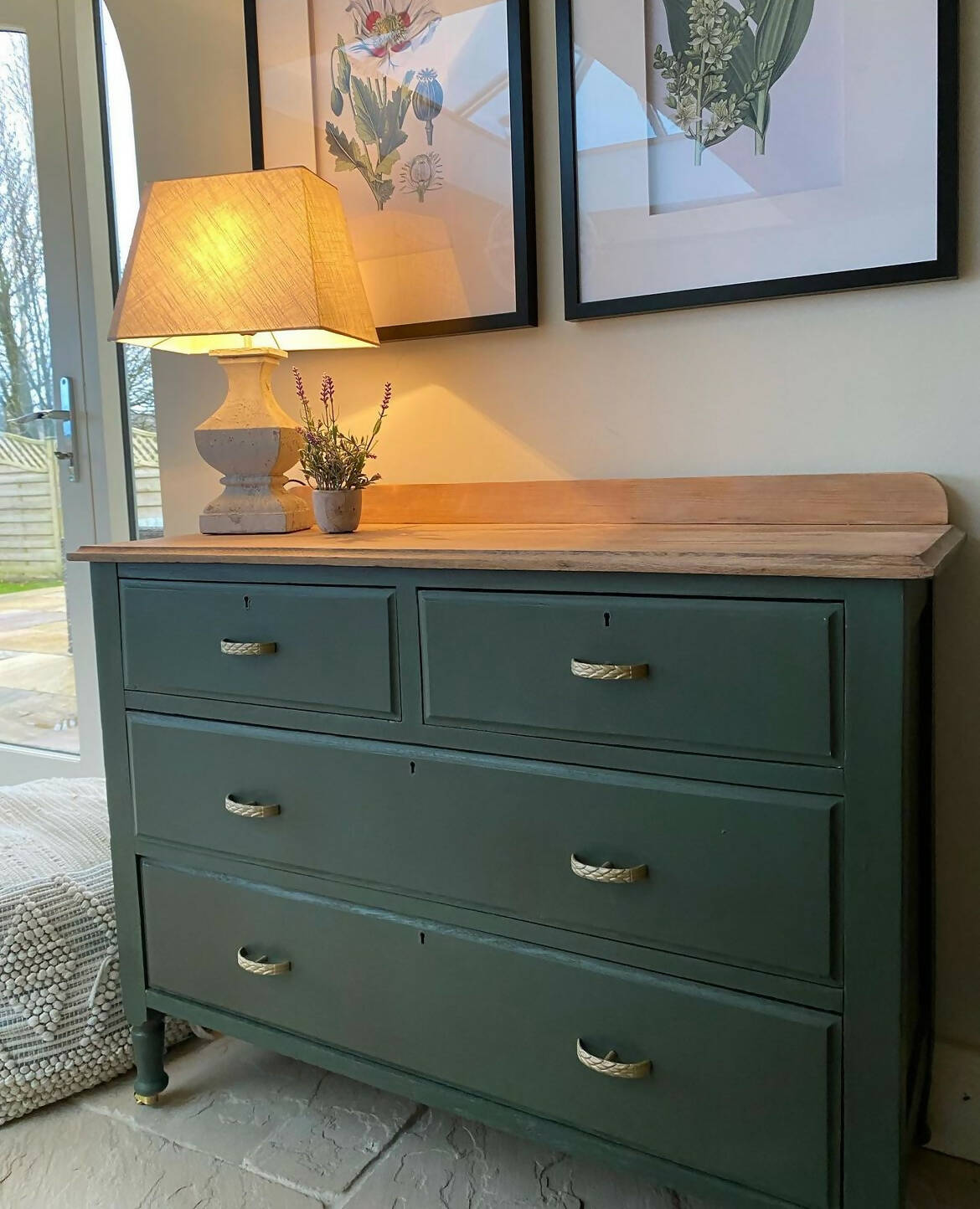 Deep Green Vintage Sideboard with Drawers