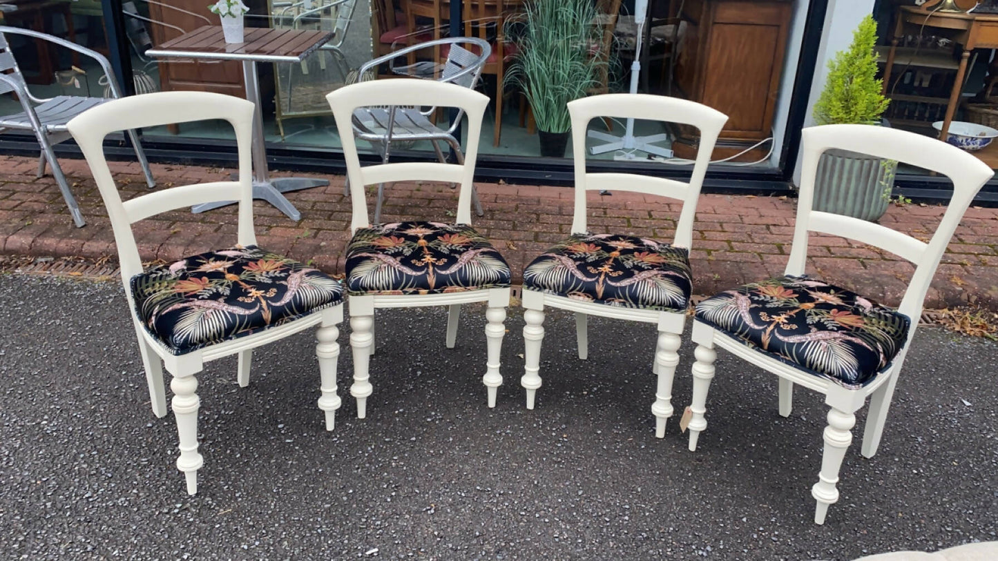 Set of 4 reupholstered dining chairs