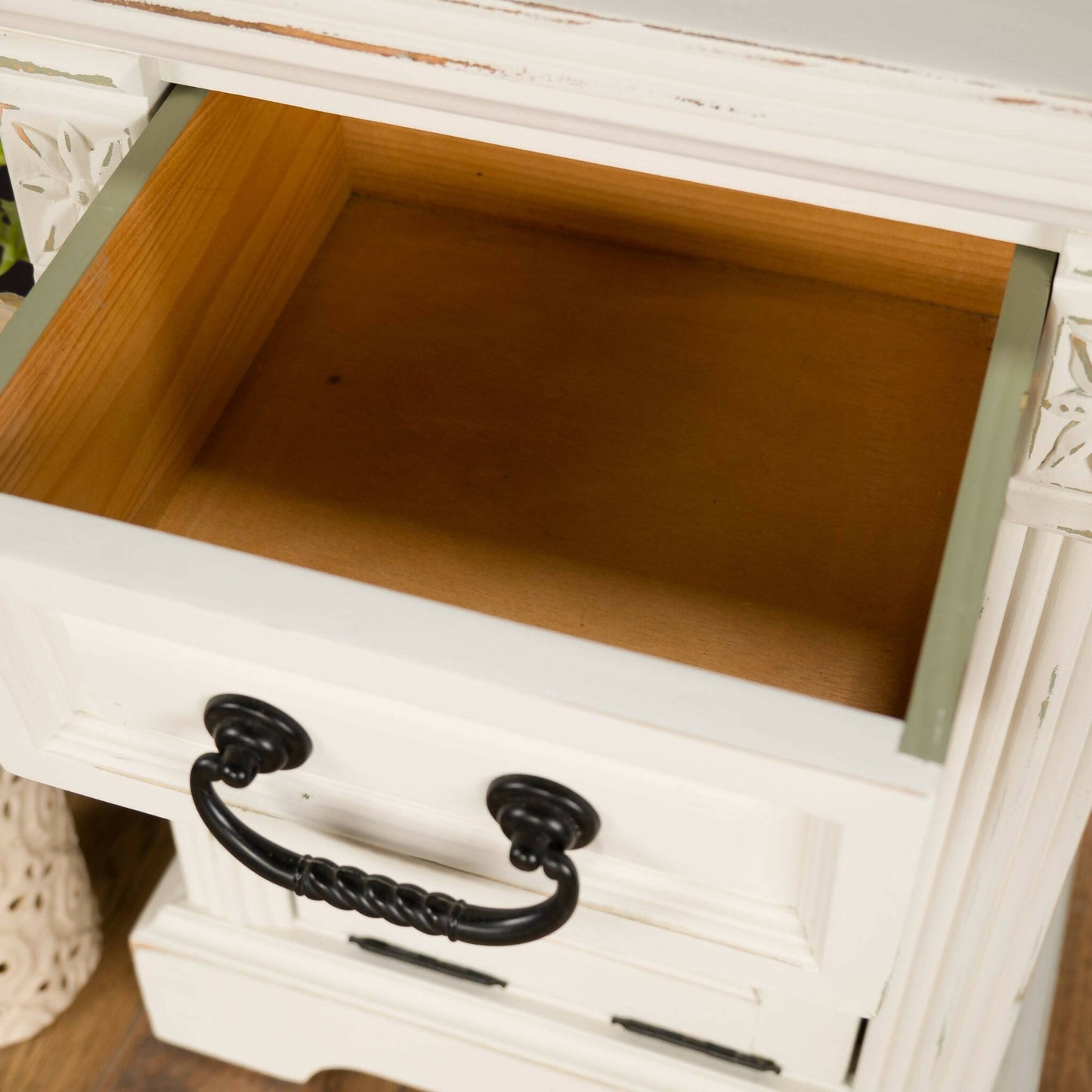 Cream Solid Pine Bedside Table