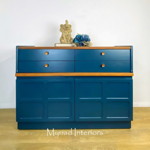 Refurbished Nathan Sideboard, media Unit, mid century, MCM, vintage, teak, teal, retro cocktail cabinet, tv stand