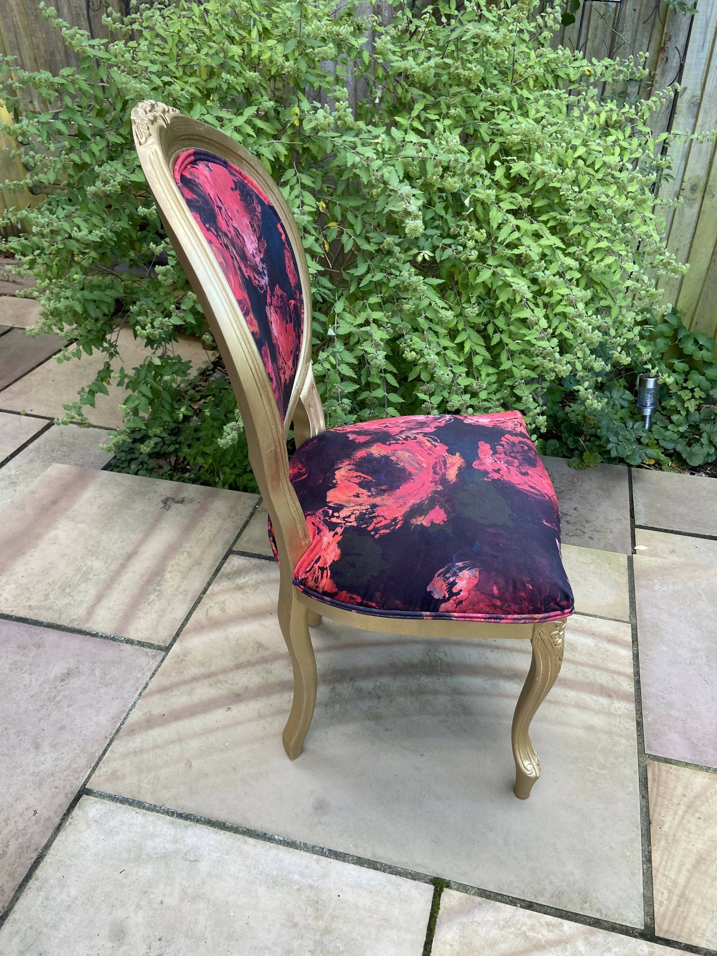 Pink and Gold Velvet Accent Chair