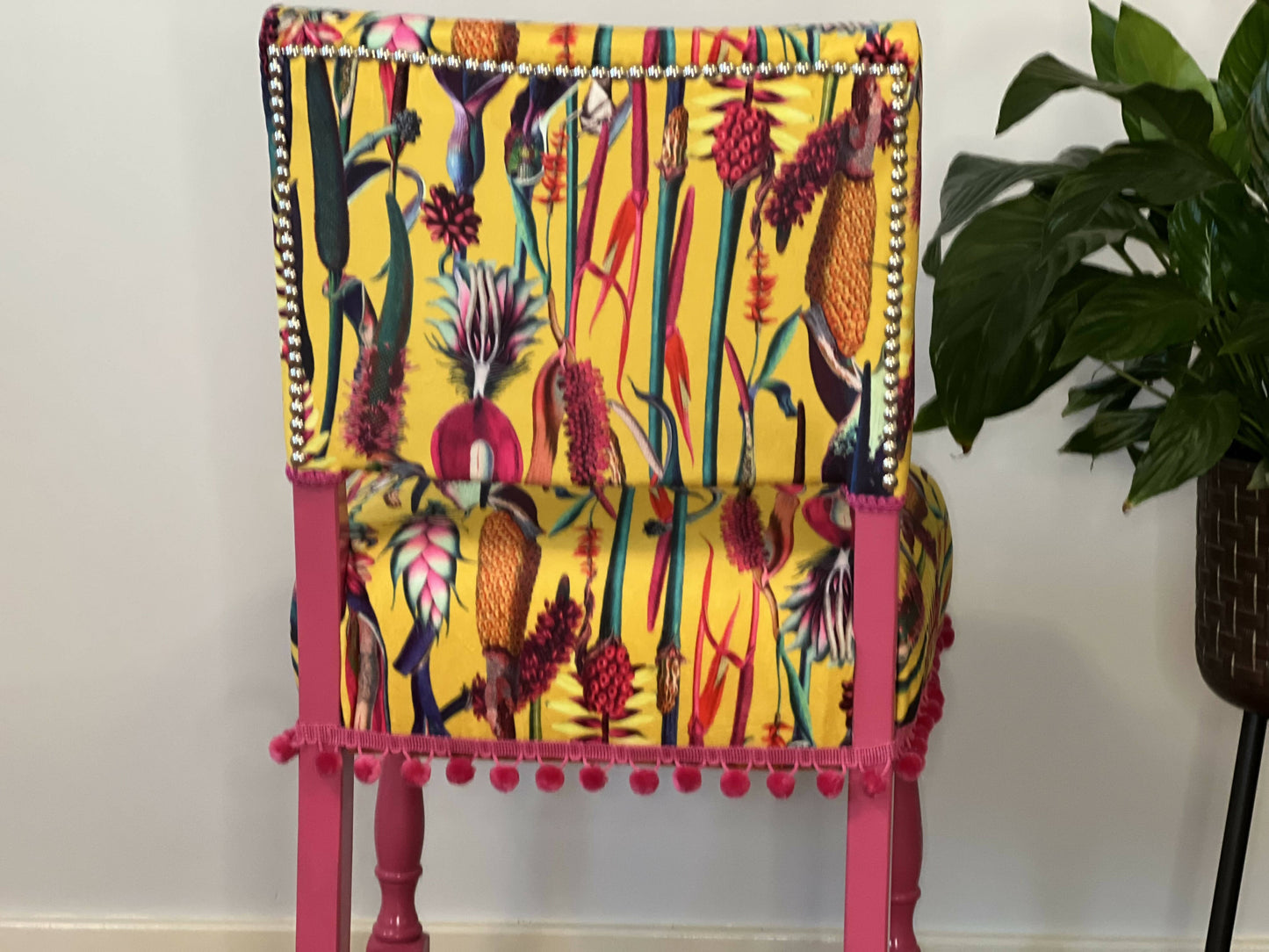 Vintage Yellow Botanical Chair