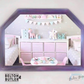 Hexagon shaped mirror hand painted in pink tones, Decorative Framed Mirror