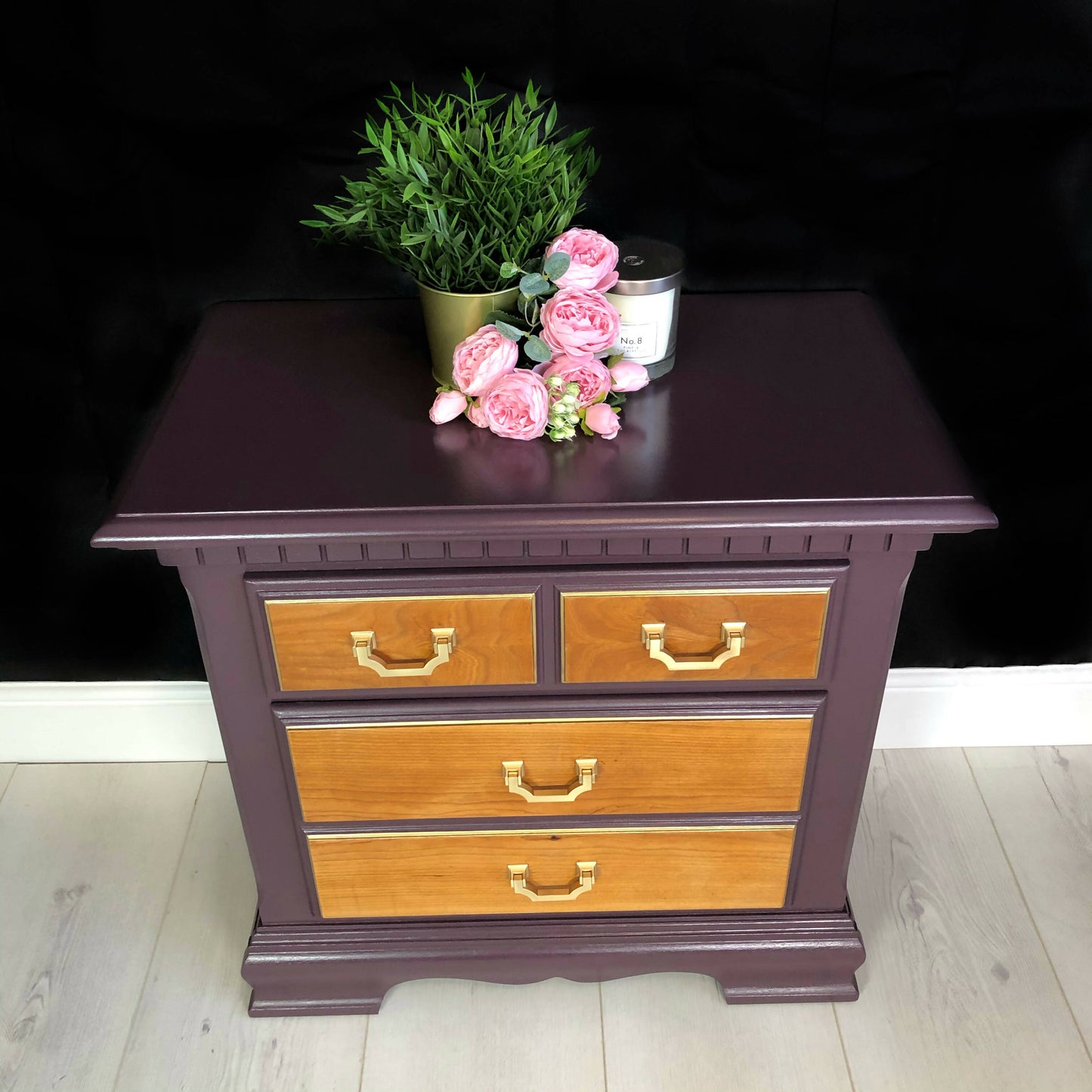 Walnut Small Chest of Drawers Bedside Cabinet