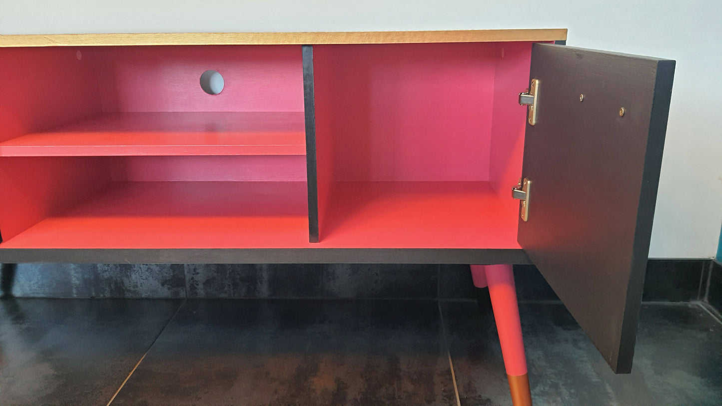 Vintage 1960's Pink and Black Sideboard