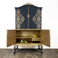 Queen Anne Style Dark Blue Cocktail Cabinet